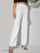 Stylish designer women's black cotton-blend trousers, regular fitting with belt loop waistband and button/zipper closure, suitable for casual or office wear